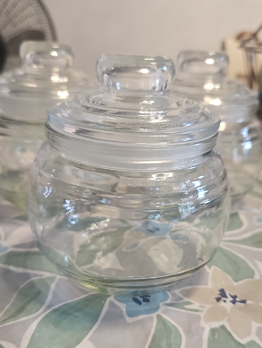 3 Piece Glass Jars With Lids